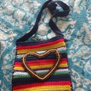 Crocheted heart cross body bag